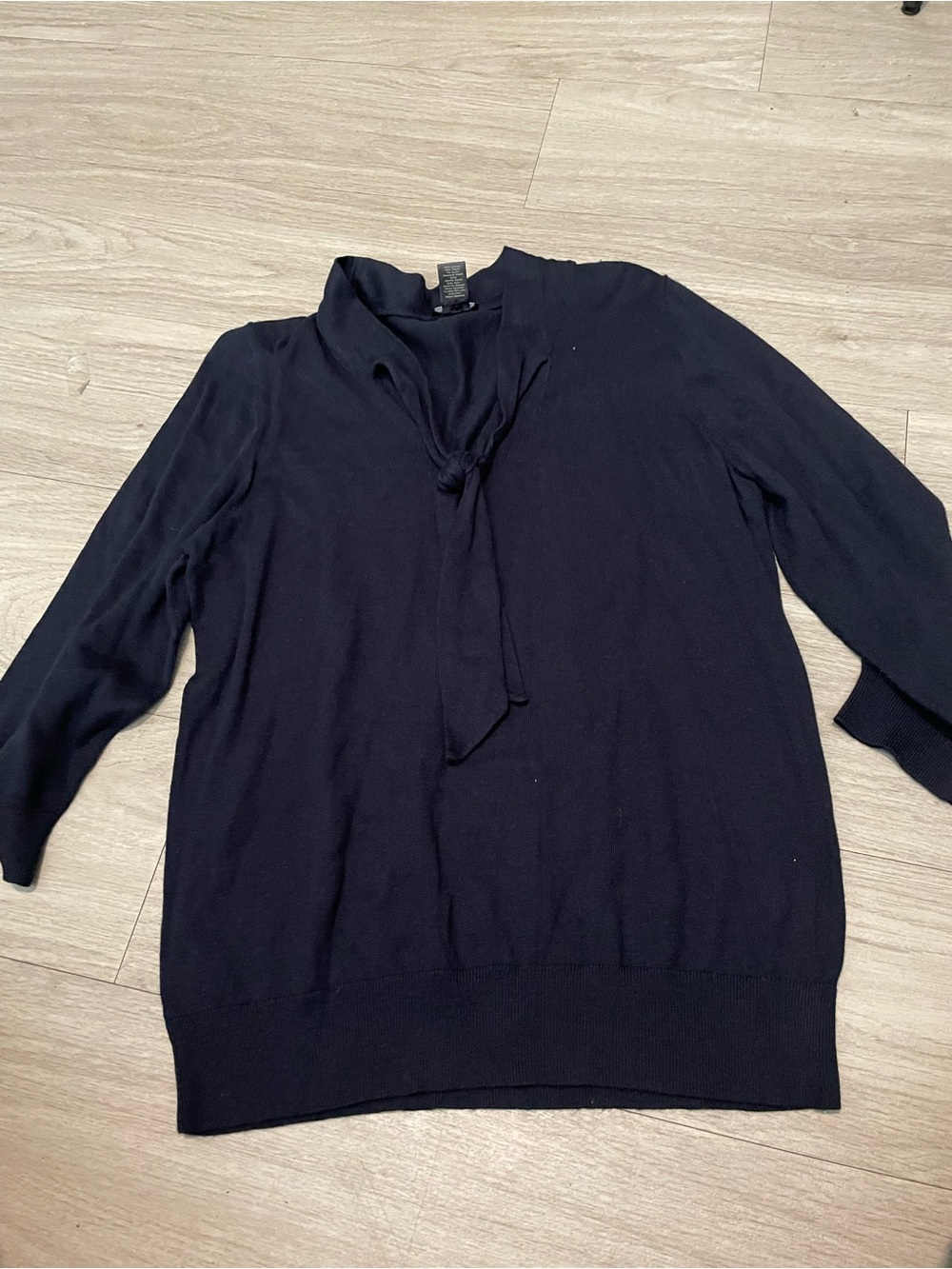 Ann Taylor Blue Tie-Neck Blouse Sweater